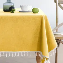 PUREPOWER - Mantel Nórdico Amarillo con Flecos 140x200cm