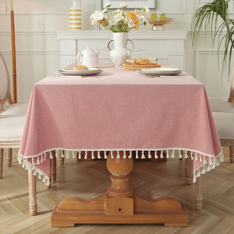 PUREPOWER - Mantel Nórdico Rosa con Flecos 140x200cm