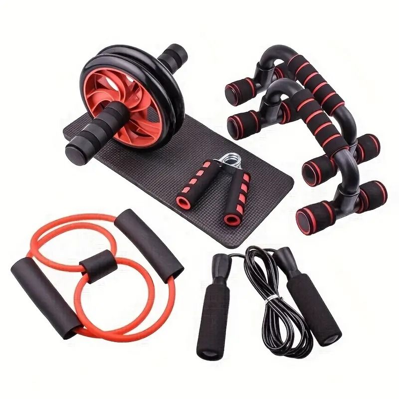 TATEE - Set Deportivo Rueda Abdominal Cuerda rojo 9 piezas