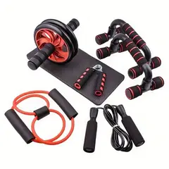 TATEE - Set Deportivo Rueda Abdominal Cuerda rojo 9 piezas