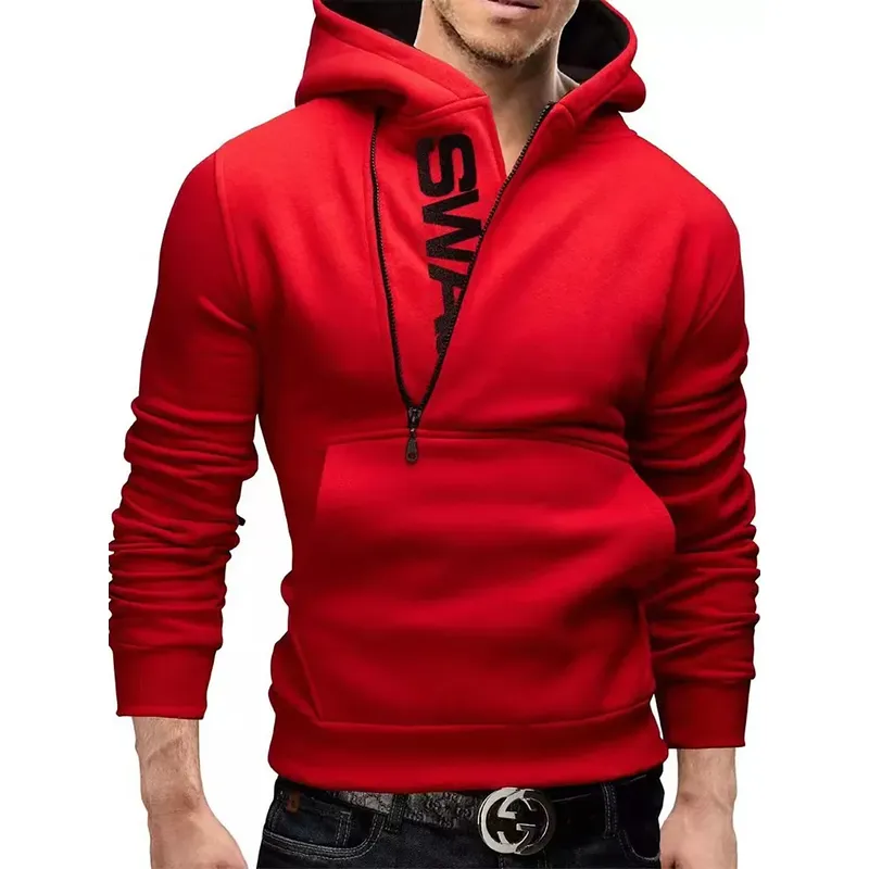 EDWINAYY - Polerón Hombre Zip Canguro Algodón Para Estampar Capucha
