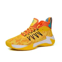 DANWEILE - Zapatillas baloncesto bajas antideslizantes para estudiantes Amarillo