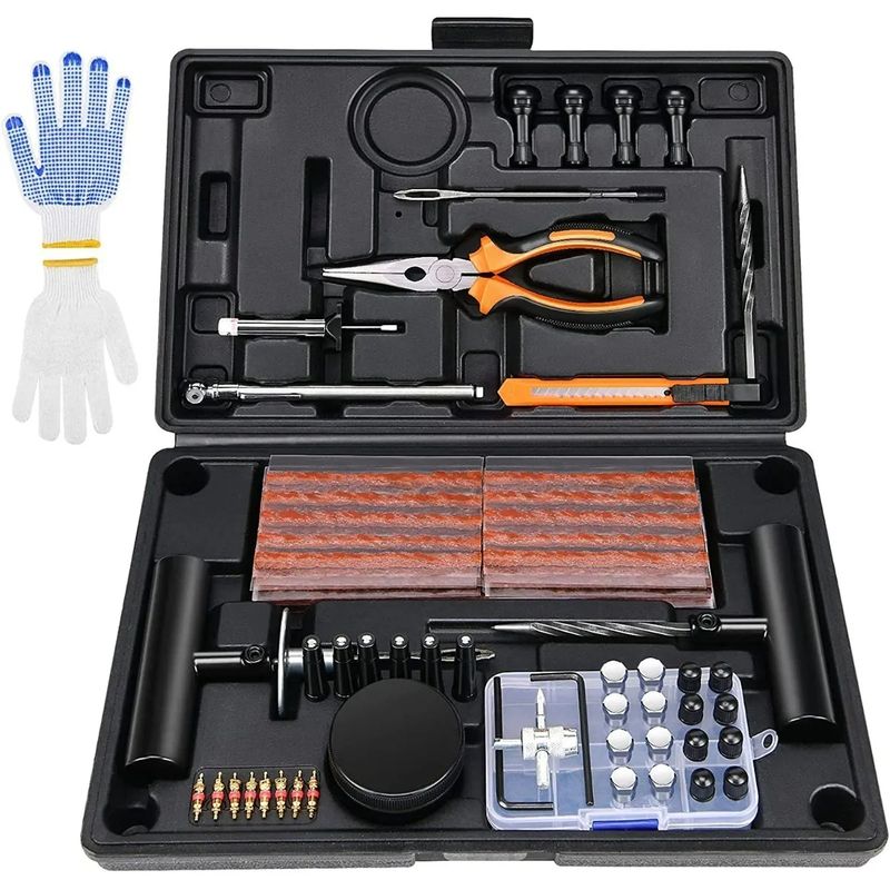 LISM - Kit 102 Pieza Reparación Pinchazos Neumático Emergencia Auto