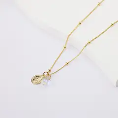 BY LAS CAYETANAS - Collar Virgen de los Rayos bañados en Oro 18k y cristal blanco