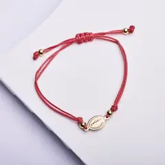 BY LAS CAYETANAS - Pulsera de hilo Virgen de los Rayos bañado en Oro 18k para bebe