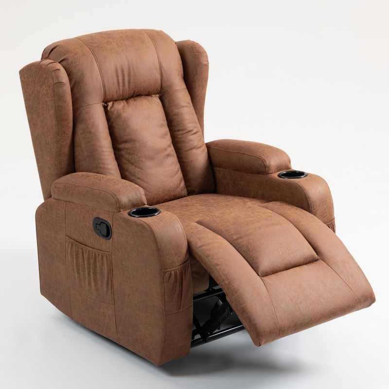ELEMENT DESIGN - Berger Reclinable Nicasia con Portavasos Tela Marrón