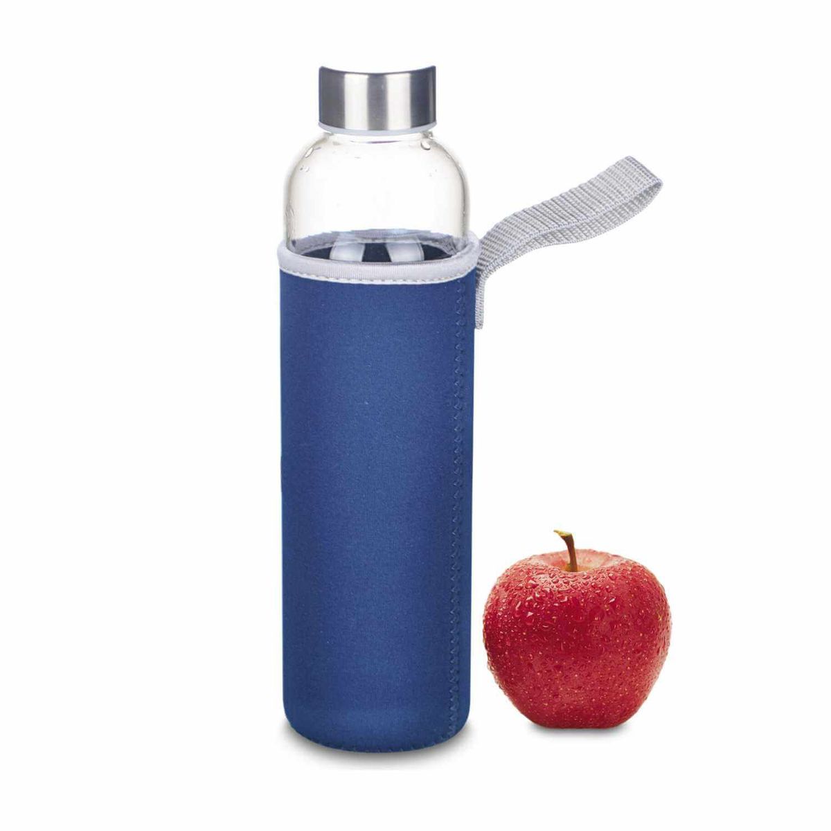 SOHOGAR - Botella de vidrio té e infusiones 550ml azul