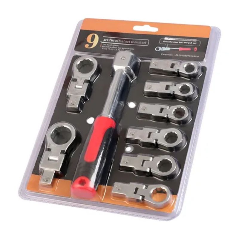 GENERICO - Juego De Llaves Estrella 9pcs Ajustable Acero