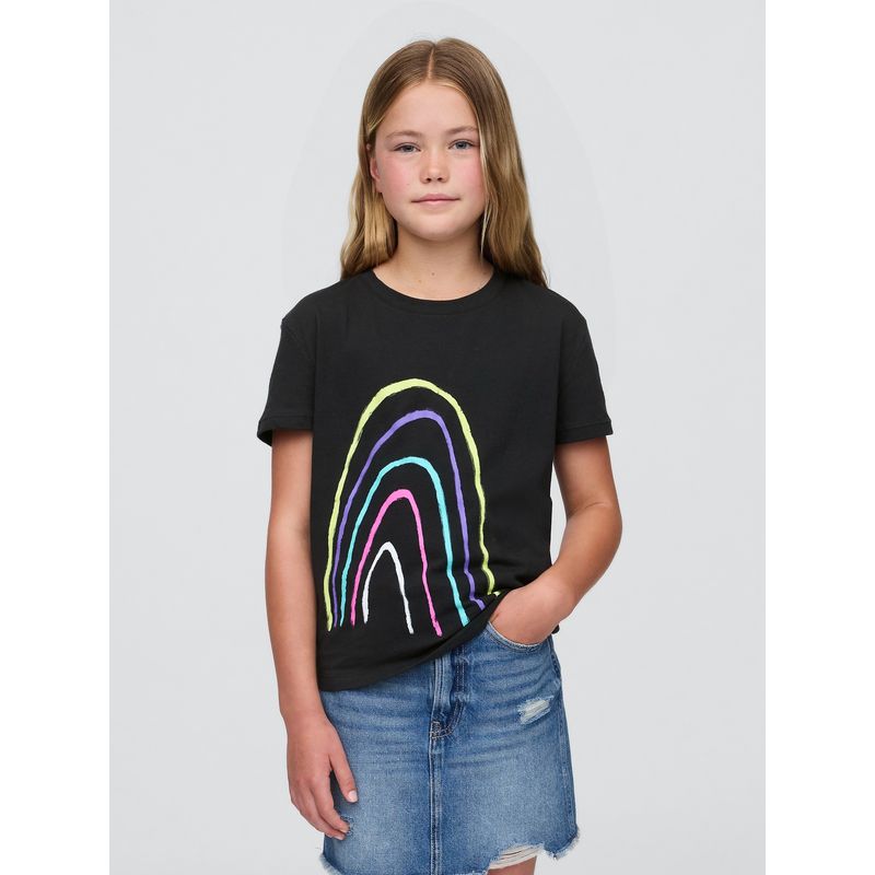 GAP - Polera Niña Gráfica Manga Corta Negro Gap