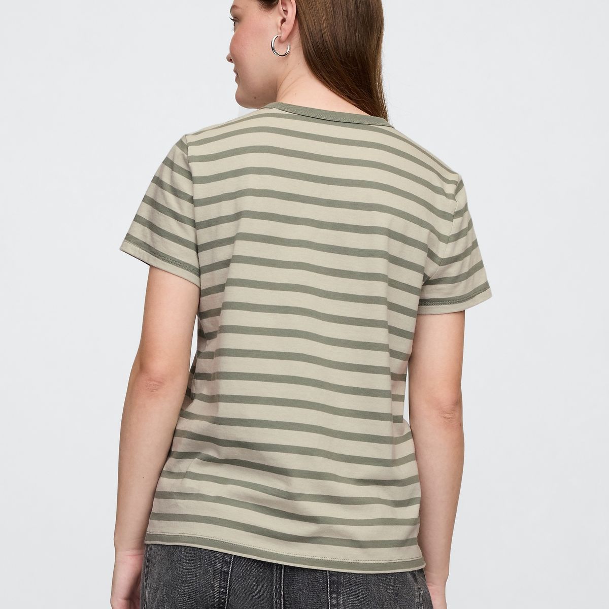 GAP - Polera Mujer Crew Stripe Manga Corta Verde Gap
