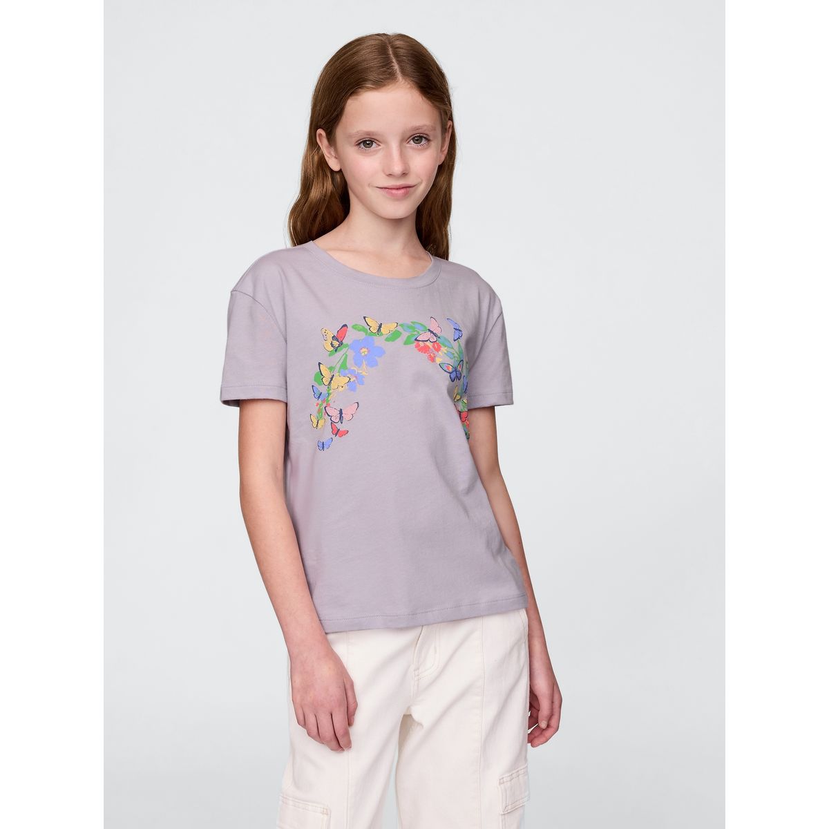 GAP - Polera Niña Gráfica Manga Corta Lila Gap