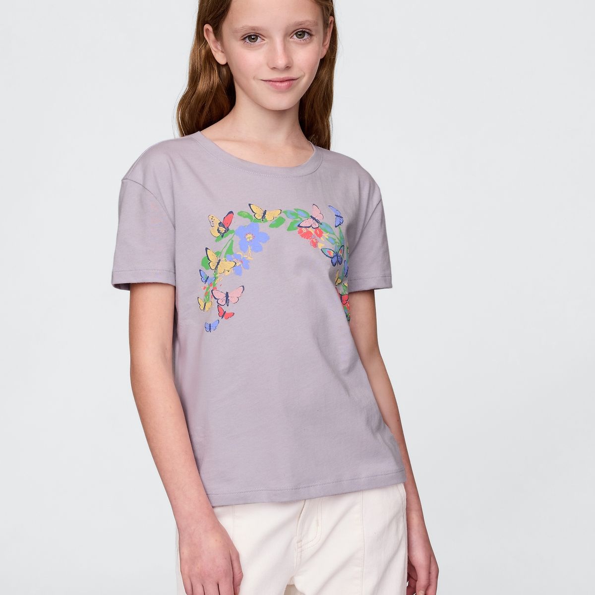GAP - Polera Niña Gap Gráfica Manga Corta Lila