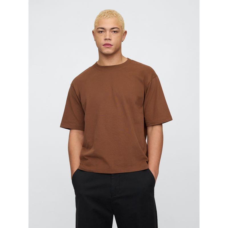GAP - Polera Hombre Vintage Boxy Manga Corta Café Gap