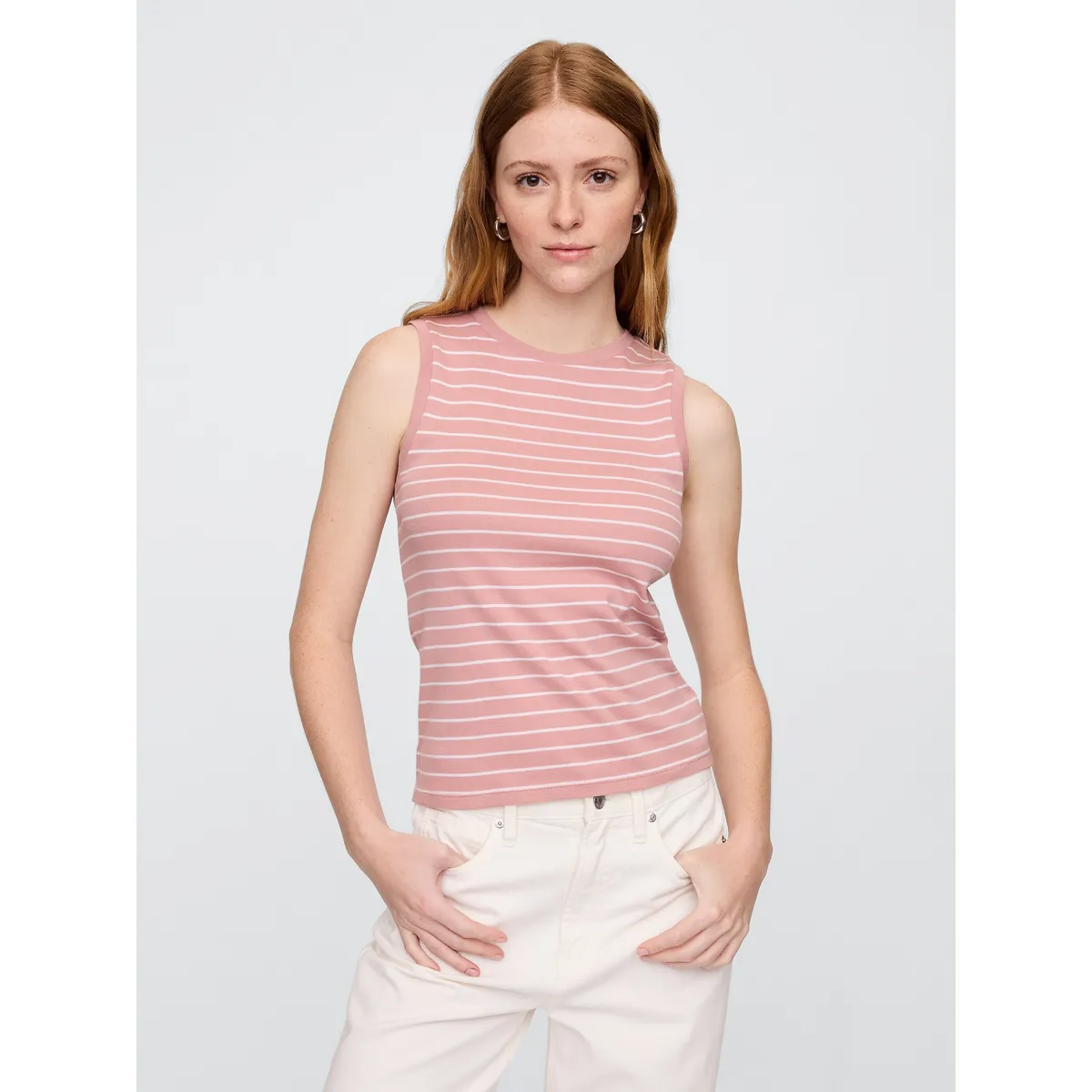 GAP - Polera Mujer Gap Modern Stripe Sin Manga Rosado