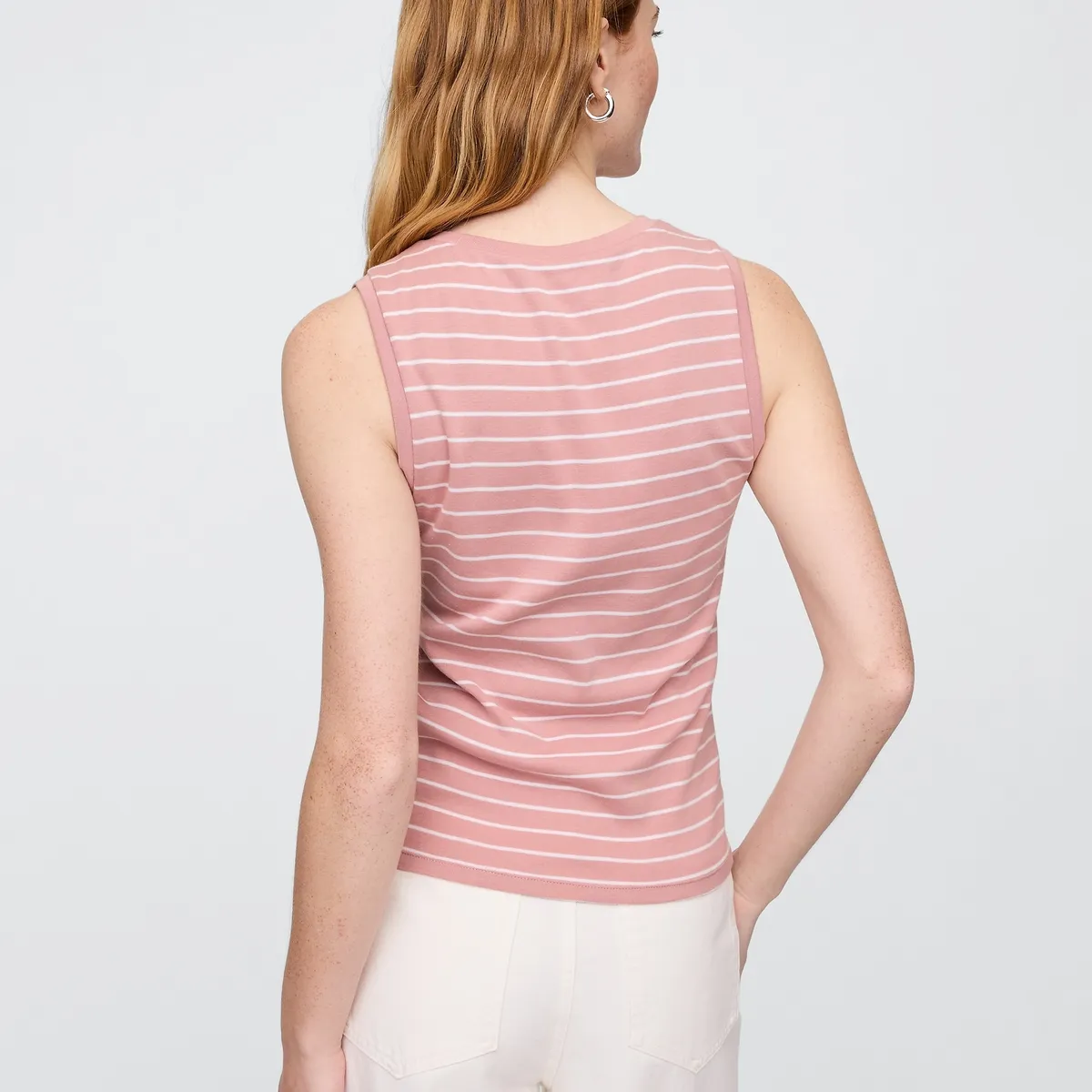 GAP - Polera Mujer Gap Modern Stripe Sin Manga Rosado