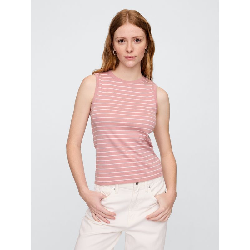 GAP - Polera Mujer Modern Stripe Sin Manga Rosado Gap
