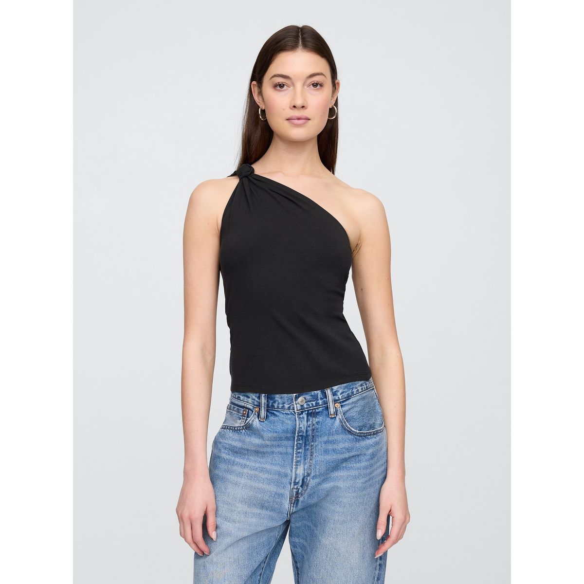 GAP - Polera Mujer One Shoulder Knotted Sin Manga Negro Gap