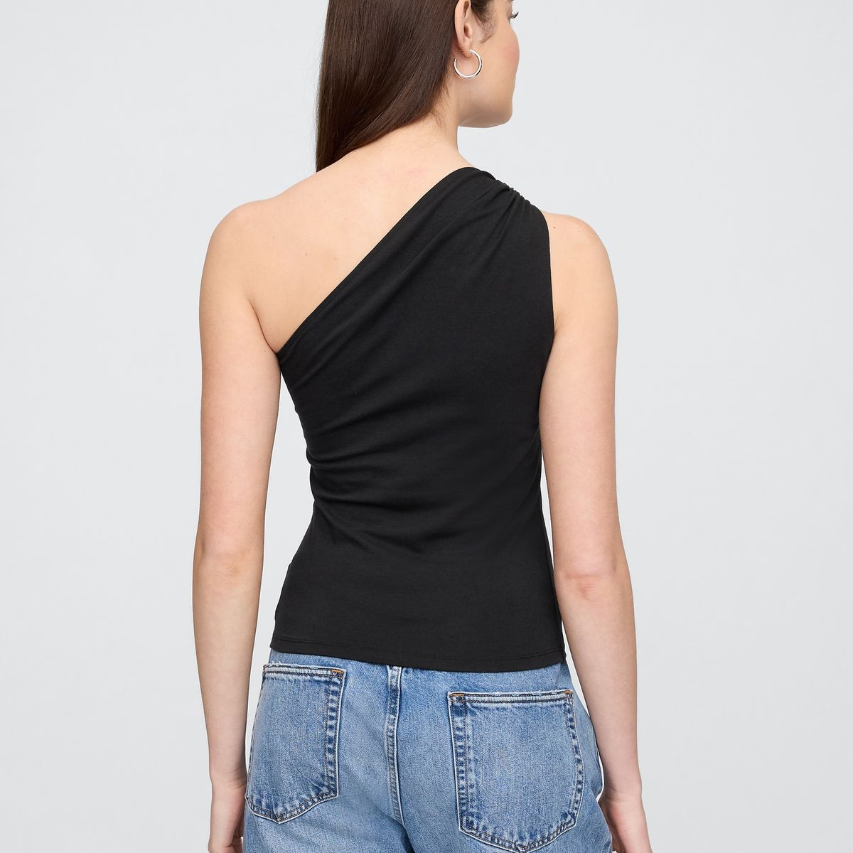 GAP - Polera Mujer One Shoulder Knotted Sin Manga Negro Gap