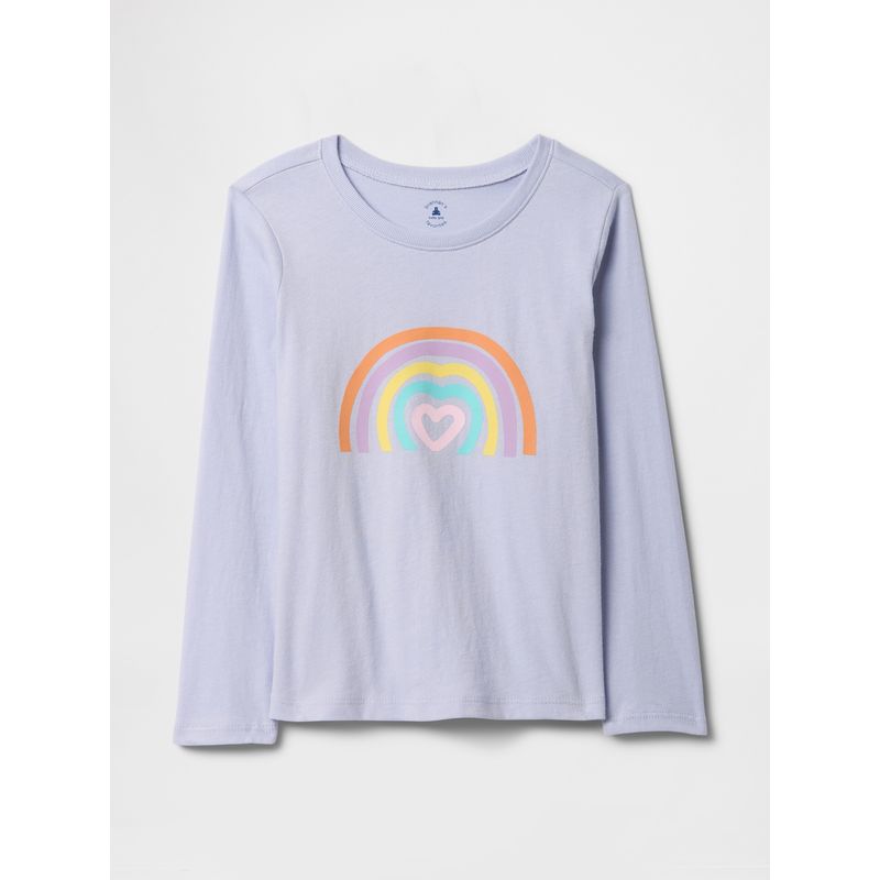 GAP - Polera Toddler Niña Rainbow Heart Manga Corta Azul Gap