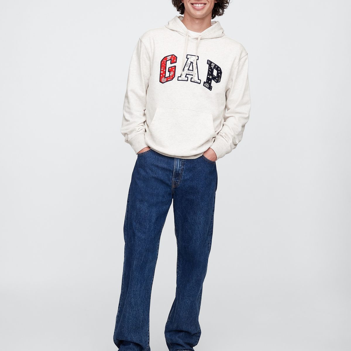 GAP - Polerón Hombre Gap Logo Heritage Sin Cierre Gris