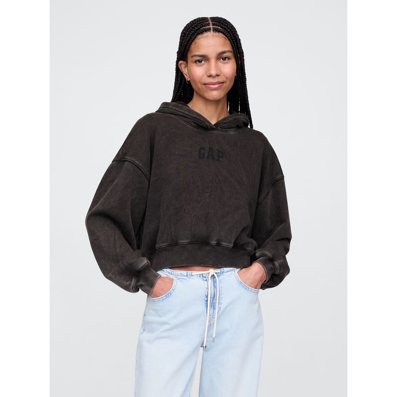 GAP - Polerón Mujer Logo Cropped Sin Cierre Negro Gap