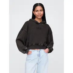 GAP - Polerón Mujer Logo Cropped Sin Cierre Negro