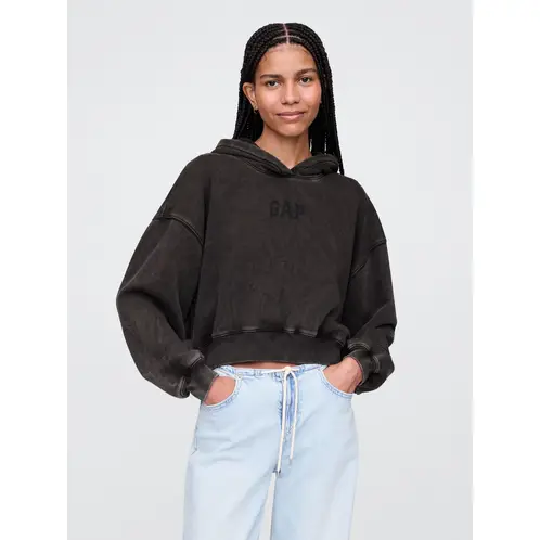GAP - Polerón Mujer Logo Cropped Sin Cierre Negro