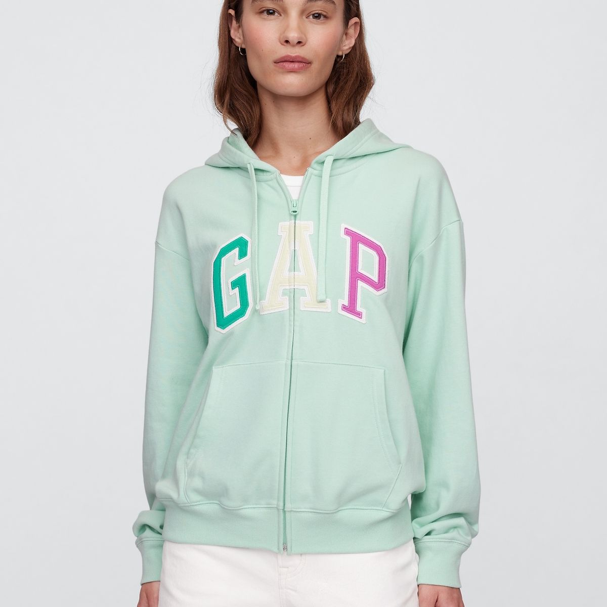 GAP - Polerón Mujer Logo Heritage Con Cierre Verde Gap