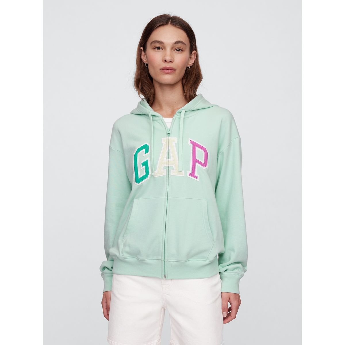 GAP - Polerón Mujer Logo Heritage Con Cierre Verde Gap