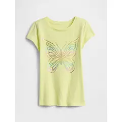 GAP - Polera Niña Butterfly Stars Manga Corta Rosado