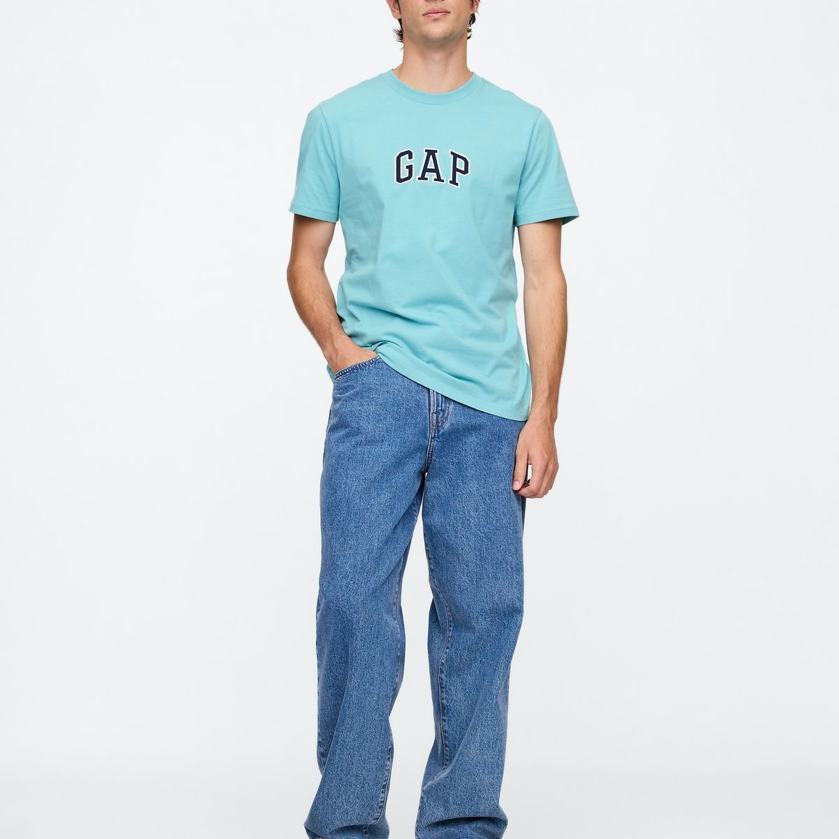 GAP - Polera Hombre Logo Mini Manga Corta Celeste Gap