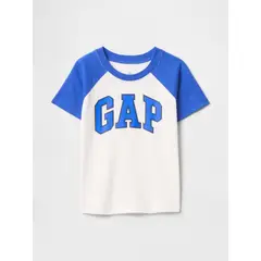 GAP - Polera Toddler Niño Logo Raglan Manga Corta Blanco