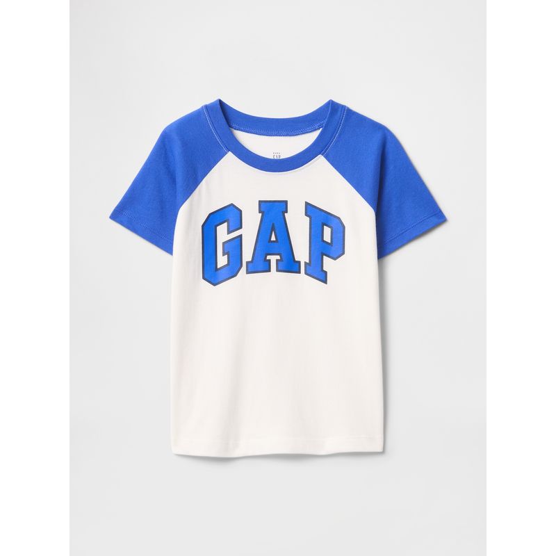 GAP - Polera Toddler Niño Logo Raglan Manga Corta Blanco Gap