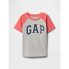GAP - Polera Toddler Niño Logo Raglan Manga Corta Gris