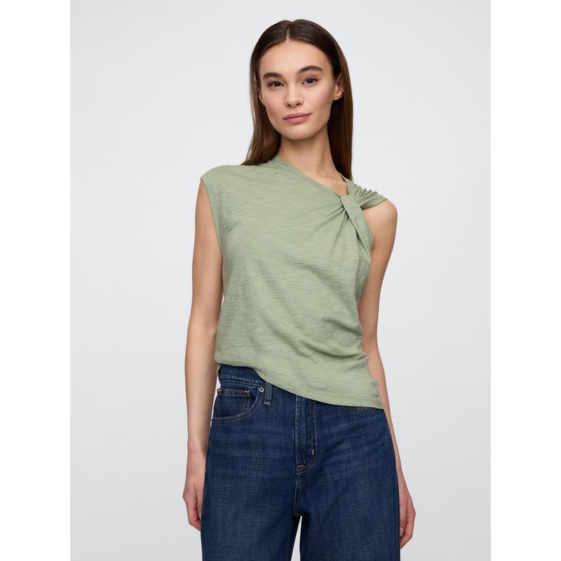 GAP - Polera Mujer Foreversoft Twist Sin Manga Verde Gap