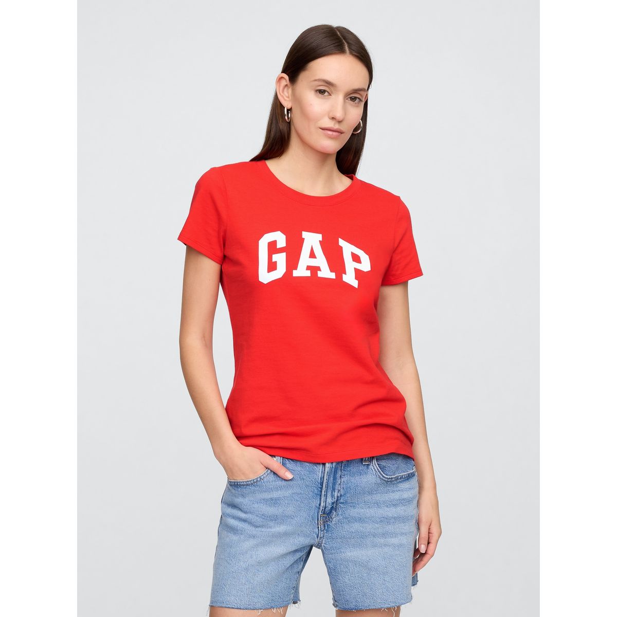 GAP - Polera Mujer Classic Logo Manga Corta Rojo Gap