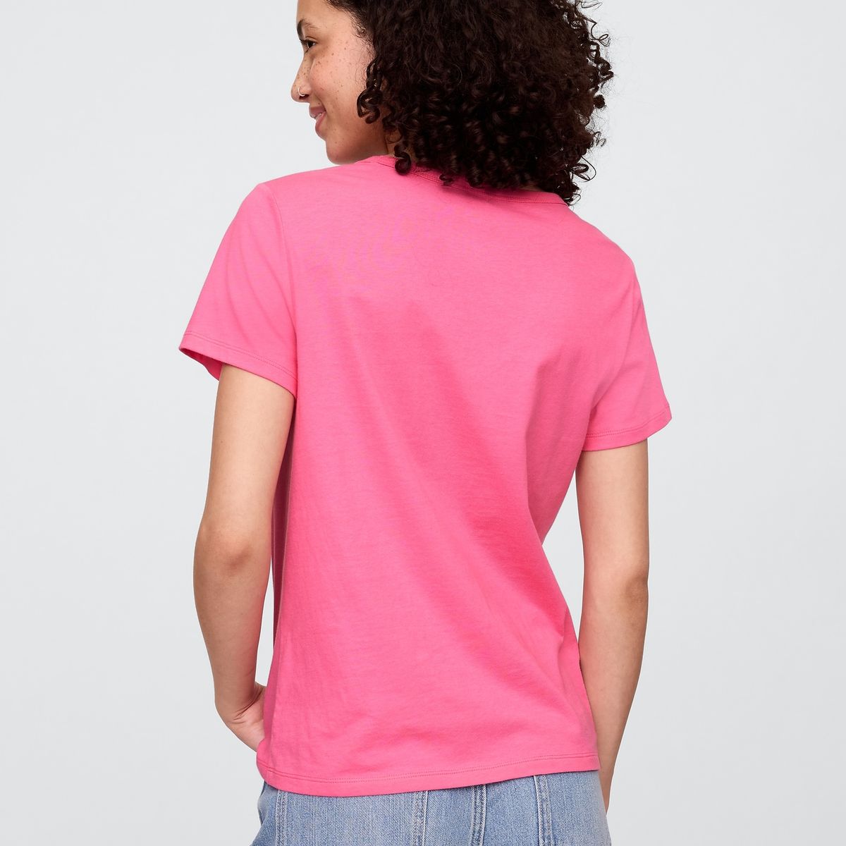 GAP - Polera Mujer Cuello V Light Manga Corta Rosado Gap