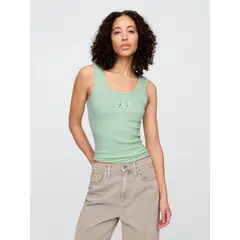 GAP - Polera Mujer Logo Rib V25 Sin Manga Verde