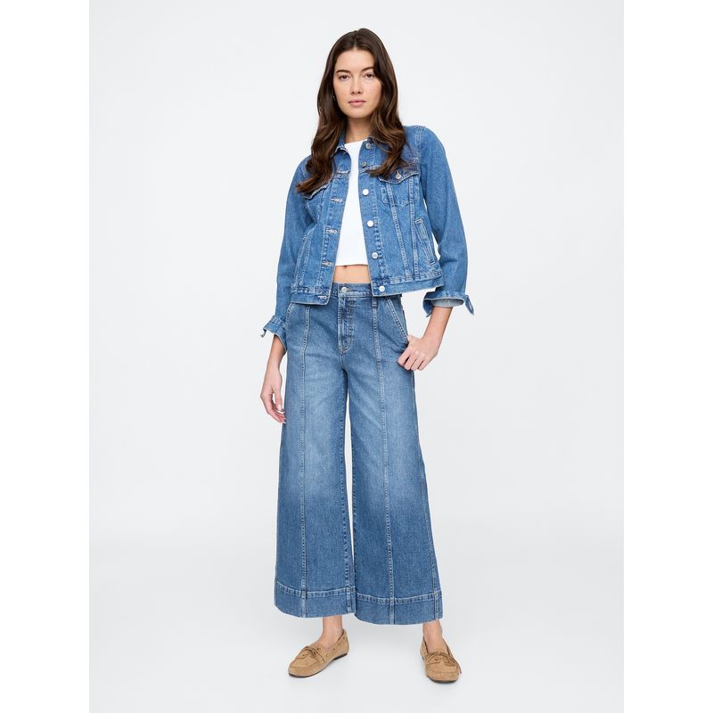 GAP - Jeans Mujer Wide-Leg Cropped Azul Gap