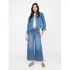 GAP - Jeans Mujer Wide-Leg Cropped Azul