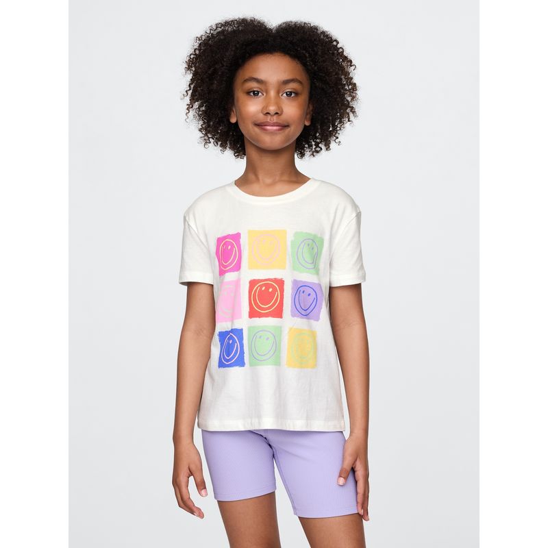 GAP - Polera Niña Smile Colors Manga Corta Blanco Gap