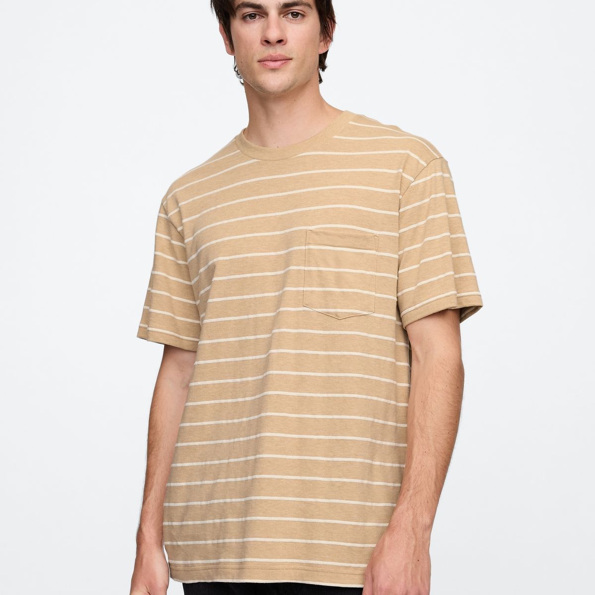 GAP - Polera Hombre Gap Pocket Striped Manga Corta Beige