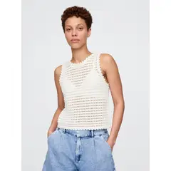 GAP - Polera Mujer Crochet Sin Manga Blanco