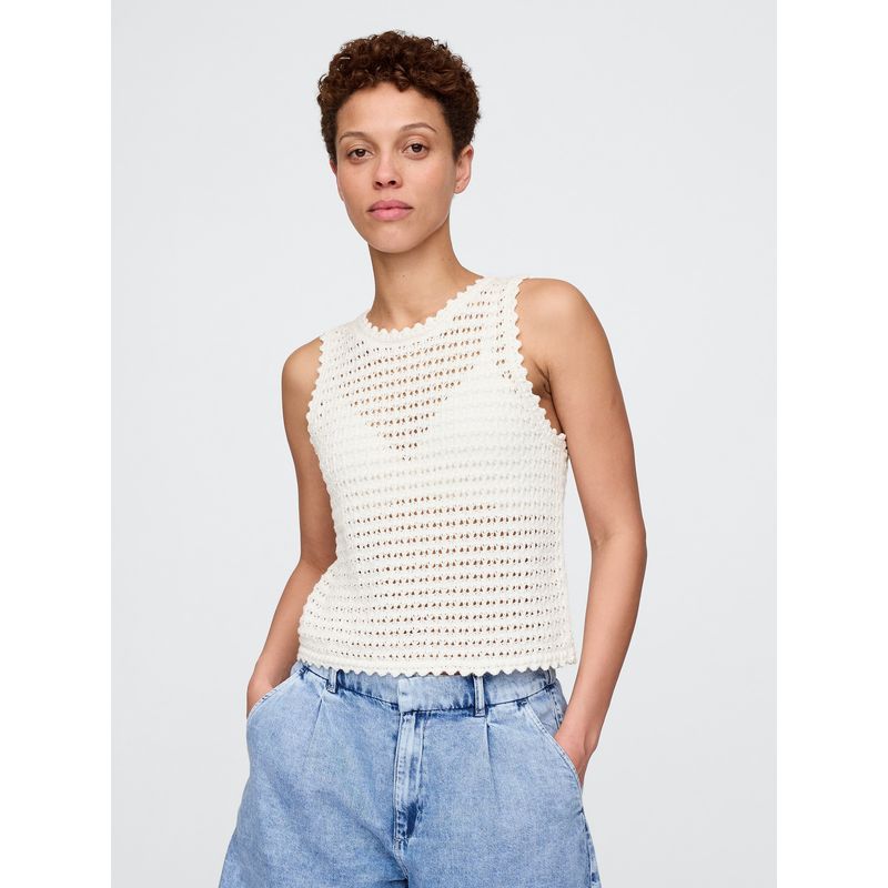 GAP - Polera Mujer Crochet Sin Manga Blanco Gap