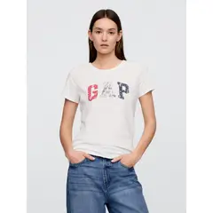 GAP - Polera Mujer Classic Logo Manga Corta Azul
