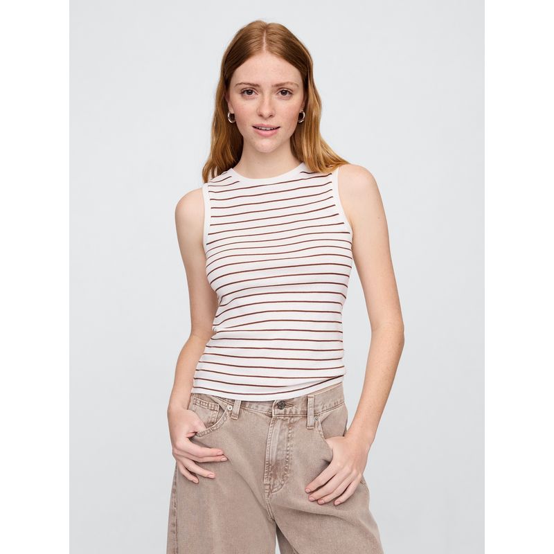 GAP - Polera Mujer Modern Stripe Sin Manga Blanco Gap
