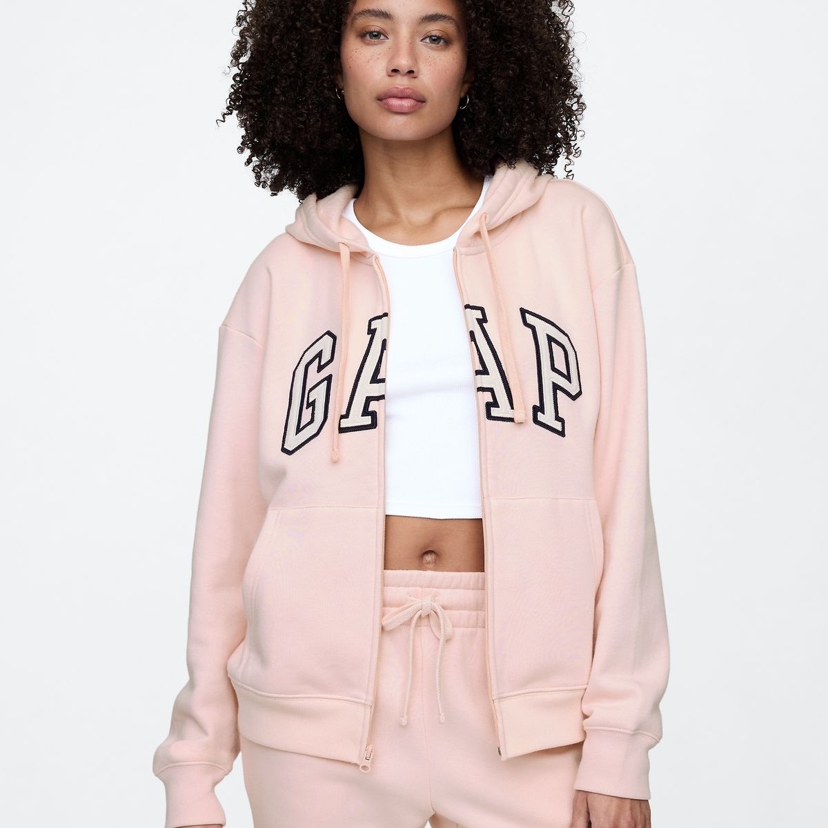 GAP - Polerón Mujer Logo V25 Con Cierre Rosado Gap