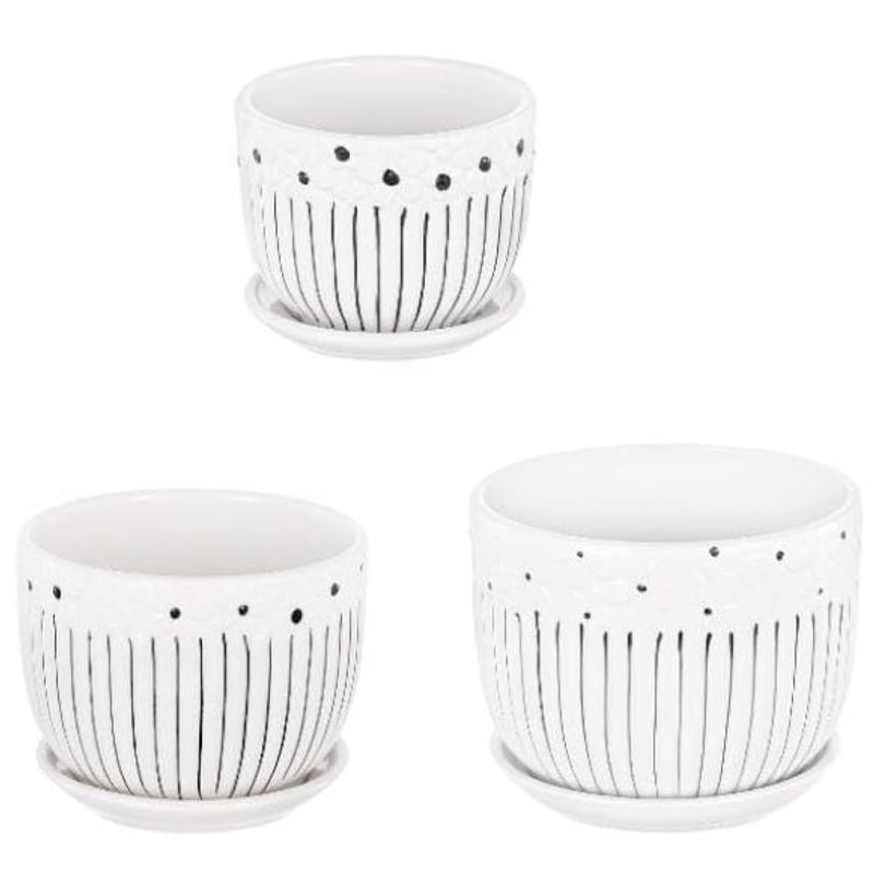 HOMEY - Pack De 3 Maceteros Con Plato,  Modelos Marca Homey