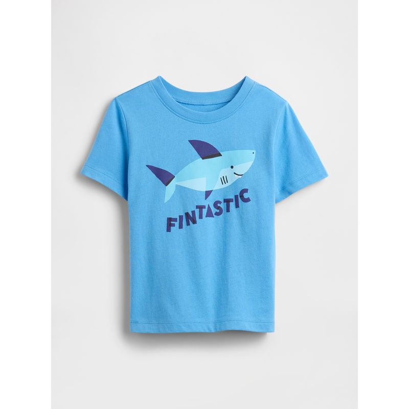 GAP - Polera Toddler Niño Logo Fintastic Manga Corta Azul Gap