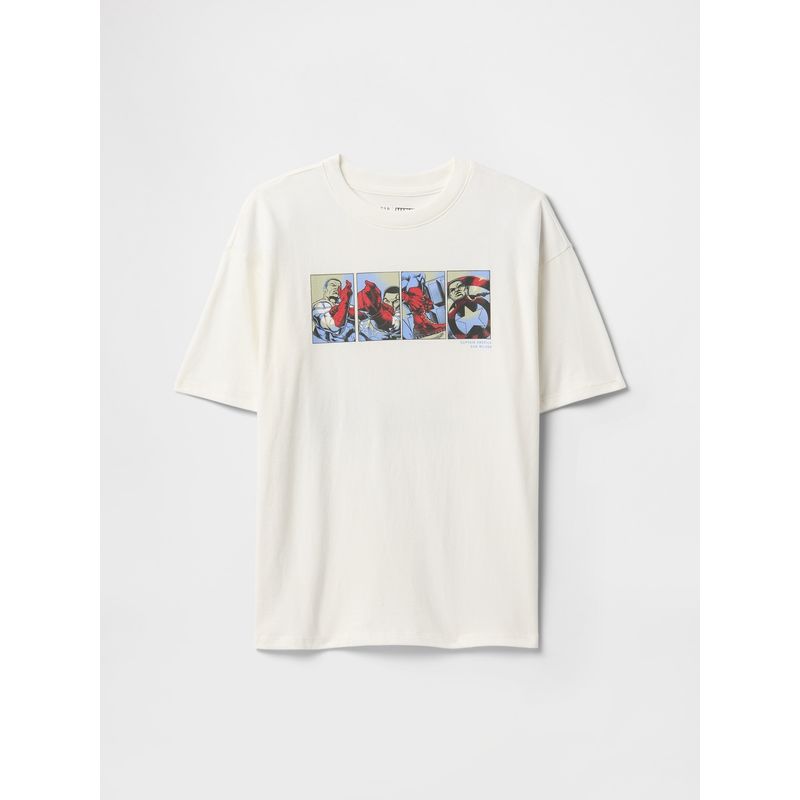 GAP - Polera Niño Marvel Manga Corta Blanco Gap